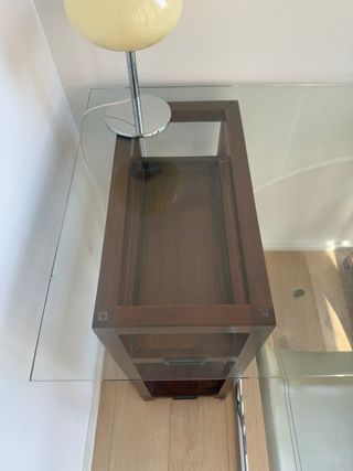 Escritorio antiguo cristal y madera