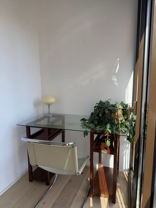 Escritorio antiguo cristal y madera