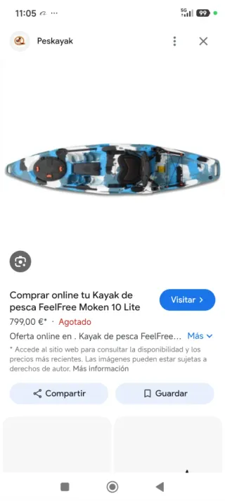 Kayak pesca/paseo FeelFree + accesorios