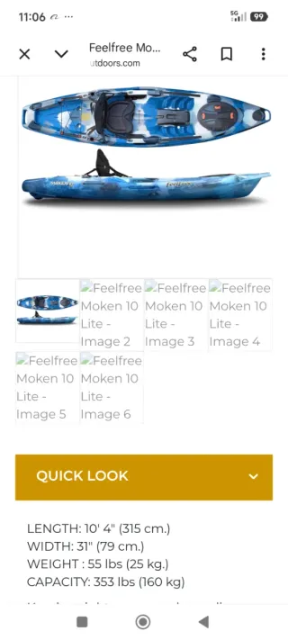 Kayak pesca/paseo FeelFree + accesorios
