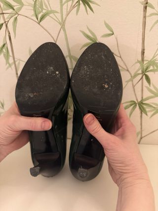 Zapatos Lujans Charol Verde Botella Tacon