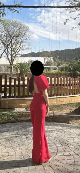 Mono fiesta color coral manga abullonada