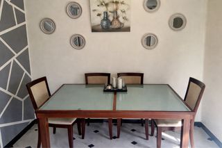 Mesa de comedor extensible de roble + 6 sillas