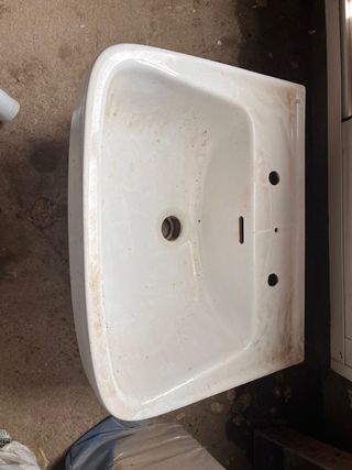 Lavabo cuadrado porcelana 2 grifos