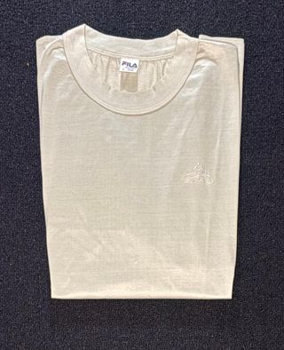 Maglietta FILA beige minimal logo ricamato