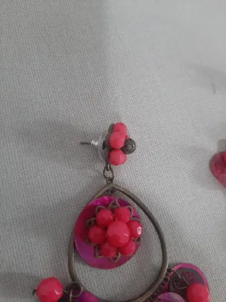 Pendientes flamenca rosas y morados