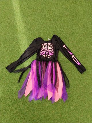 Disfraz Bruja Niña Esqueleto Morado