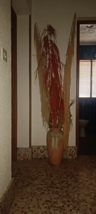 Jarrón decorativo con hierba de pampa