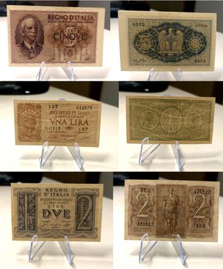 Lotto Misto Banconote Italiane 50, 10, 5, 2, 1 Lir