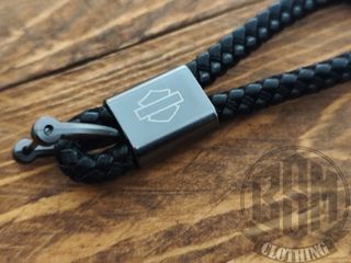 Portachiavi Harley Davidson intrecciato nero