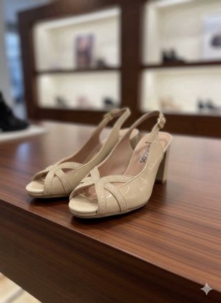 Zapatos Peep Toe Beige Pitillos