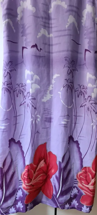 Vestido largo vintage flores rojas y moradas