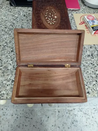 2 Cajas Madera Tallada Decoradas