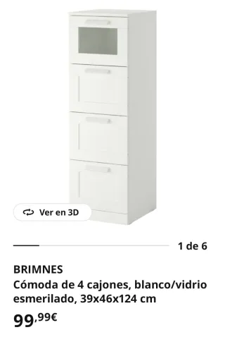Cómoda alta Ikea blanca modelo Brimnes.