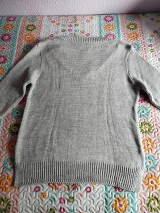 Jersey cuello pico mujer gris talla M/L