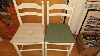 Sillas de cocina blancas y verdes