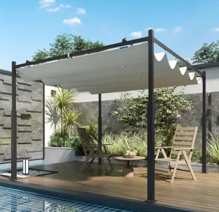 Pérgola Outsunny 3x3m Techo Retráctil