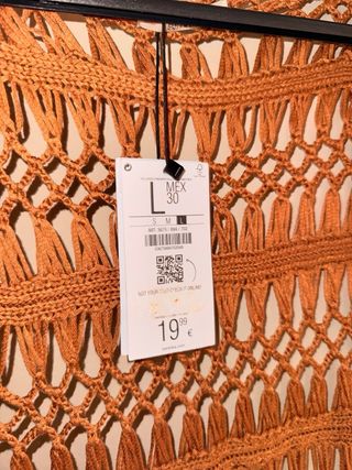 Kimono calado Bershka flecos terracota