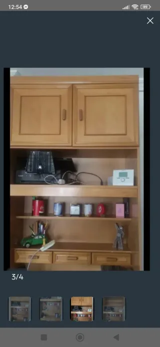 Estantería/ escritorio de roble, con altillo