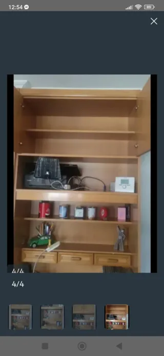 Estantería/ escritorio de roble, con altillo