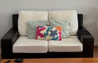 Sofá polipiel y tela 2 plazas