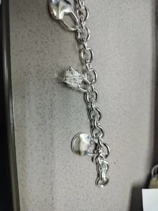 Pulsera Plata Ley Charm Candado Corazón Flor