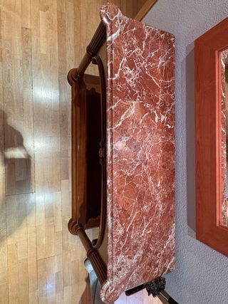 Mueble de entrada madera y mármol
