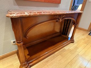 Mueble de entrada madera y mármol