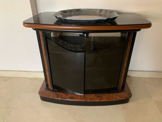 Mueble auxiliar cristal y madera