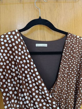 Vestido cruzado marrón lunares topos Wrap dress
