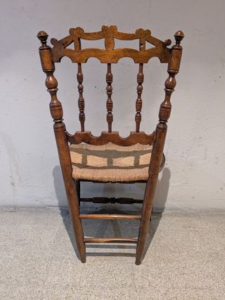 Silla rústica vintage madera y yute