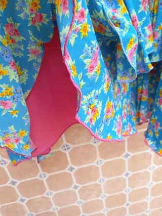 Falda flamenca volantes floral azul