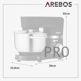 AREBOS Procesador de alimentos con 2 recipientes para mezclar
