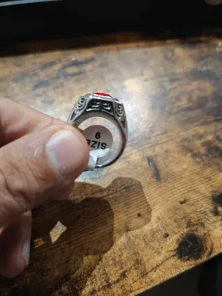 Anillo Acero Inoxidable Hombre Piedra Roja