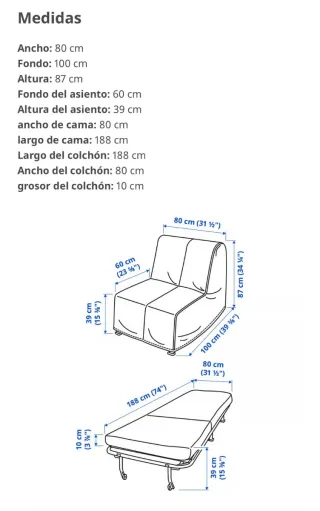 Divano letto IKEA 1 posto con fodera