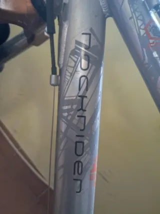 Bicicleta de montaña plateada de 60 cm de diámetro