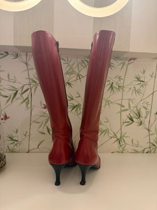 Botas Altas Piel Rojas Elisabetta Franchi