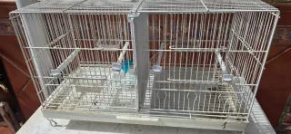Jaula doble para pájaros,con separador