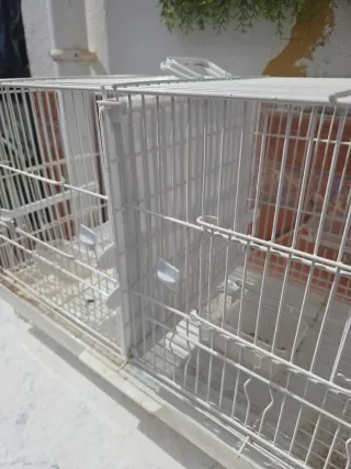 Jaula doble para pájaros,con separador