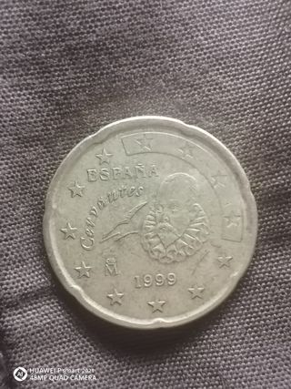 Moneda 20 céntimos España Cervantes 1999