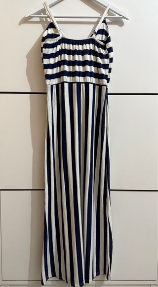 Vestido largo rayas azul y blanco