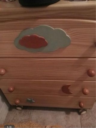 Cómoda infantil madera con nube MI CUNA