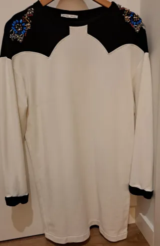 Vestido Zara Sudadera Negro/Blanco Talla M