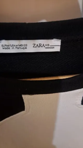 Vestido Zara Sudadera Negro/Blanco Talla M