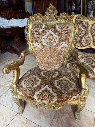 Juego de Tresillo Dorado y Beige