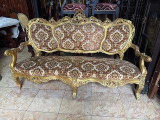 Juego de Tresillo Dorado y Beige