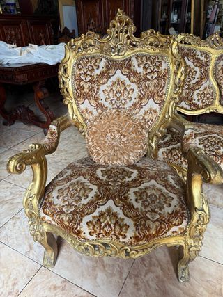 Juego de Tresillo Dorado y Beige