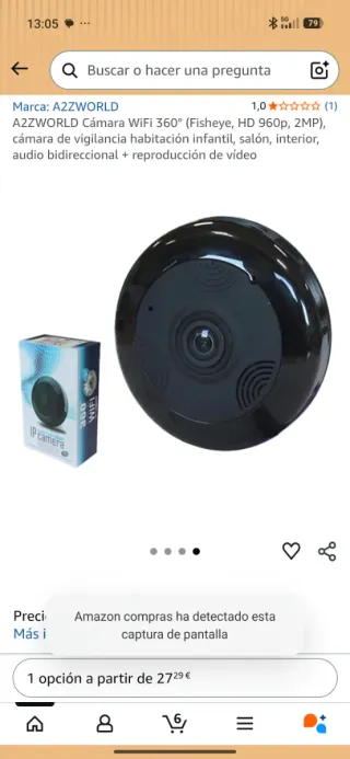 Cámara WiFi 360° HD 960p 2MP