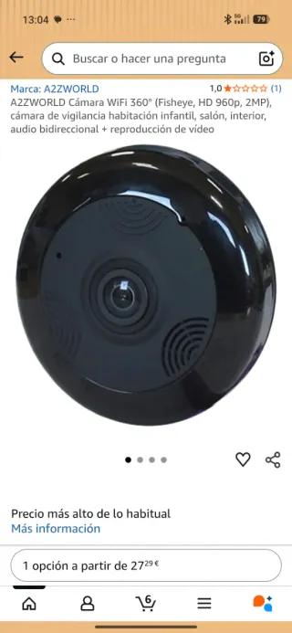 Cámara WiFi 360° HD 960p 2MP