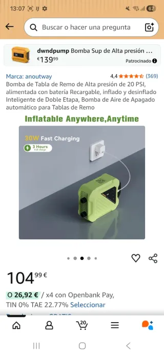 Inchador Tabla Paddle 20 PSI NUEVO